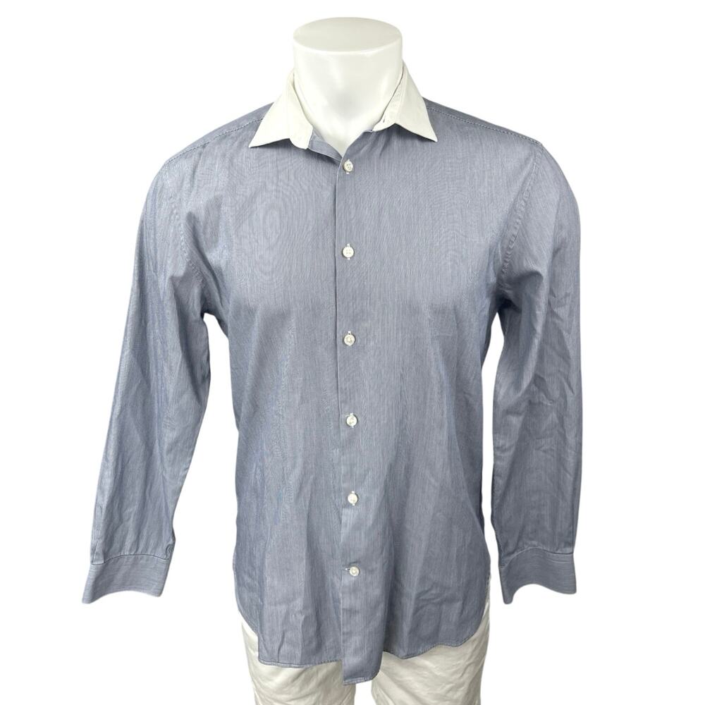 John Varvatos Men's Gray Slim Fit Long Sleeve Button Down Dress Shirt Top 15.5